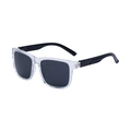 Square polarized sunglasses with transparent frames and black temples for a retro style - Transparent Frame Grey Lens