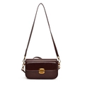 Retro burgundy oil wax leather crossbody square bag with vintage bronze hardware finish - Red