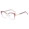 Fashion cat eye glasses frame with gold metal rims and wine red top decoration - C5-Purple Pink Gold