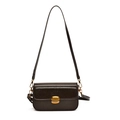 Retro small square crossbody bag in dark coffee glossy leather with gold hardware - Olive Brown