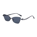 Occhiali da sole cat eye da donna con montatura nera e decorazioni laterali in cristallo - C1 Montatura Nera Diamante Bianco Lenti Tutto Grigio