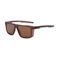 Translucent brown square punk sunglasses with vintage polarized tea lenses and side shields - Transparent Brown Frame Brown Lens (C7)