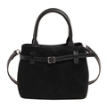 Retro zwarte matte crossbody tas met zilveren metalen gesp en handvat bovenaan - Zwart