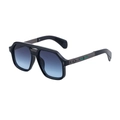 Gafas de sol cuadradas retro con montura negra y lentes degradados azules - Negro Brillante Gunmetal Azul