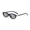 Gafas de sol ovaladas polarizadas con montura negra brillante y bisagras doradas - Montura Negra Lentes Grises