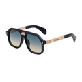 Gafas de sol cuadradas negras con patillas de metal dorado y lentes de degradado - Negro Brillante Oro Verde Amarillo