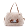 Chique beige pluche kleine vierkante crossbodytas met een schattige cartoon puppy - Khaki