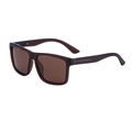 Men's polarized square sunglasses in matte brown with textured woven pattern on the temples - C6 Transparent Tea Frame Gray Lens