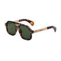 Fashion aviator sunglasses with tortoiseshell frame, green lenses and gold metal temples - Tortoise Gold Frame G15 Green Lens