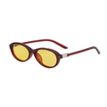 Lunettes de soleil ovales vintage avec monture bordeaux et verres jaune vif - Monture Rouge Vin Jaune