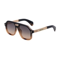 Fashion square sunglasses with black tortoise gradient frame and gold metal temples - Black Tortoise Gold Gradient Tea