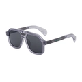 Men's square aviator sunglasses with frosted gray frame and metallic wing detail on temples - Matte Translucent Gray Gunmetal