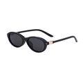 Lunettes de soleil ovales noires polarisées avec rivets dorés et verres gris foncé - Noir Brillant Gris Foncé