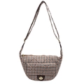 Borsa a spalla scozzese con chiusura a rotazione dorata e tracolla regolabile - Pied-de-poule Marrone