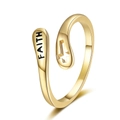 Golden spiral ring with FAITH lettering and cross pattern in a minimalist style - Faith Cross Open Style / Gold