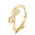 Goldener Unendlichkeitssymbol-Ring mit Kreuzdesign und Mikro-Zirkonia-Besatz - Einstellbar Offen / Gold