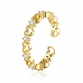 Adjustable gold open ring featuring hollow hearts, Love letters and sparkling crystals - Hollow Heart + Love Letter Style / Gold