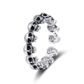 Vintage punk silver skull ring with an adjustable open design for a Gothic fashion look - Adjustable Open / Antique Silver