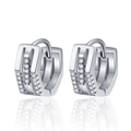 Orecchini a cerchio geometrici poligonali con zirconi scintillanti in argento lucido - Oro Bianco