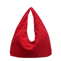 Lightweight bright red puffy nylon shoulder bag with side drawstring detail - Burgundy