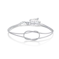 Pulsera para pareja de doble cadena de serpiente con diseño de nudo en plata pulida - Oro Blanco