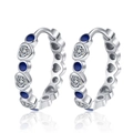 Herz-Ohrringe in Silber-Optik mit blauem Teufelsauge und Zirkonia-Besatz - Dunkelblau