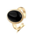 Anello d'oro minimalista con onice nera ovale e trama di corda vintage - Stile Pietra Nera Ovale Oro (J2466)