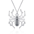 Collana con ciondolo a ragno d'argento con corpo strutturato e gambe geometriche su catena - Oro Bianco