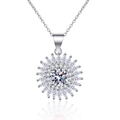 Collier avec pendentif fleur en argent orné de zircons ronds et marquises brillants - Zircone Blanche