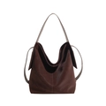 Sac seau hobo minimaliste marron foncé en cuir souple avec grande capacité et bandoulière - Petit / Marron