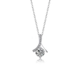 Elegant silver necklace with ribbon cross pendant and central round cubic zirconia stone - Platinum Color (XL0077)