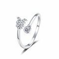 Sparkling silver adjustable sheep ring with butterfly diamond zircon open design - Butterfly Zircon (Silver) / White Gold