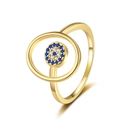 Verstelbare gouden ring met boze oog ontwerp en blauw-witte zirkonia steentjes - Verstelbaar Open / Goud