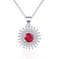Collier tournesol avec pierre principale rouge rubis et accents de zircon marquise - Zircon Rouge