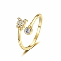Adjustable gold butterfly ring with sparkling cubic zirconia stones in an open band style - Butterfly Zircon (Gold) / Gold