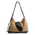 Borsa tote a forma di cane in pelle scamosciata marrone con dettagli in pelle e viso - Marrone Camoscio Giuntato