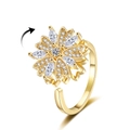 Anello rotante dorato regolabile con petali di trifoglio in zircone e funzione antistress - Aperto Regolabile / Oro
