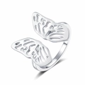 Anello aperto a farfalla in argento con ali traforate eleganti e design regolabile fine - Aperto Regolabile / Oro Bianco