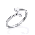 Anillo abierto de corazón y punto y coma en plata pulida con acabado de espejo - Abierto Ajustable / Oro Blanco