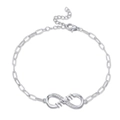 Pulsera MOM infinito plateada con detalle de corazón y cristales de circonita brillante - Plata (XL0017)