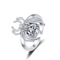 Anillo de araña plateado 18k con circonita de pera y diseño abierto ajustable - Abierto Ajustable / Plateado
