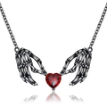 Gothic punk ketting met donkerrode hartsteen en skelethanden in zwarte afwerking - Zwarte Schedel Hand Hart Stijl (1)