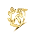 Polished 18K gold-plated brass leaf ring featuring a stylish dual-layered clover design - Adjustable Open / Gold