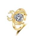 Anillo de araña dorado ajustable con piedra de circón claro y acabado chapado 18k - Abierto Ajustable / Dorado
