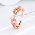 Rose gold chain ring with sparkling cubic zirconia pavé and adjustable open band design - Adjustable Open / Rose Gold