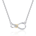 Infinity symbool ketting met gouden hart hanger en zirkonia in zilverkleur - Ketting