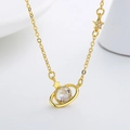 Elegante collana con ciondolo Saturno dorato con pianeta in zircone e piccola stella - Oro