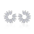 Elegant silver snowflake stud earrings with sparkling marquise-cut cubic zirconia - White Zircon