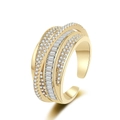 Luxuriöser mehrlagiger vergoldeter 18K Ring mit funkelnden Zirkonia Steinen, größenverstellbar - Einstellbar Offen / Gold