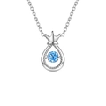 Elegante Kronen-Halskette mit tanzendem hellblauem Zirkonia und Wassertropfen-Anhänger - Krone Wassertropfen Tanzender Stein Stil / Silber-Blauer Zirkonia